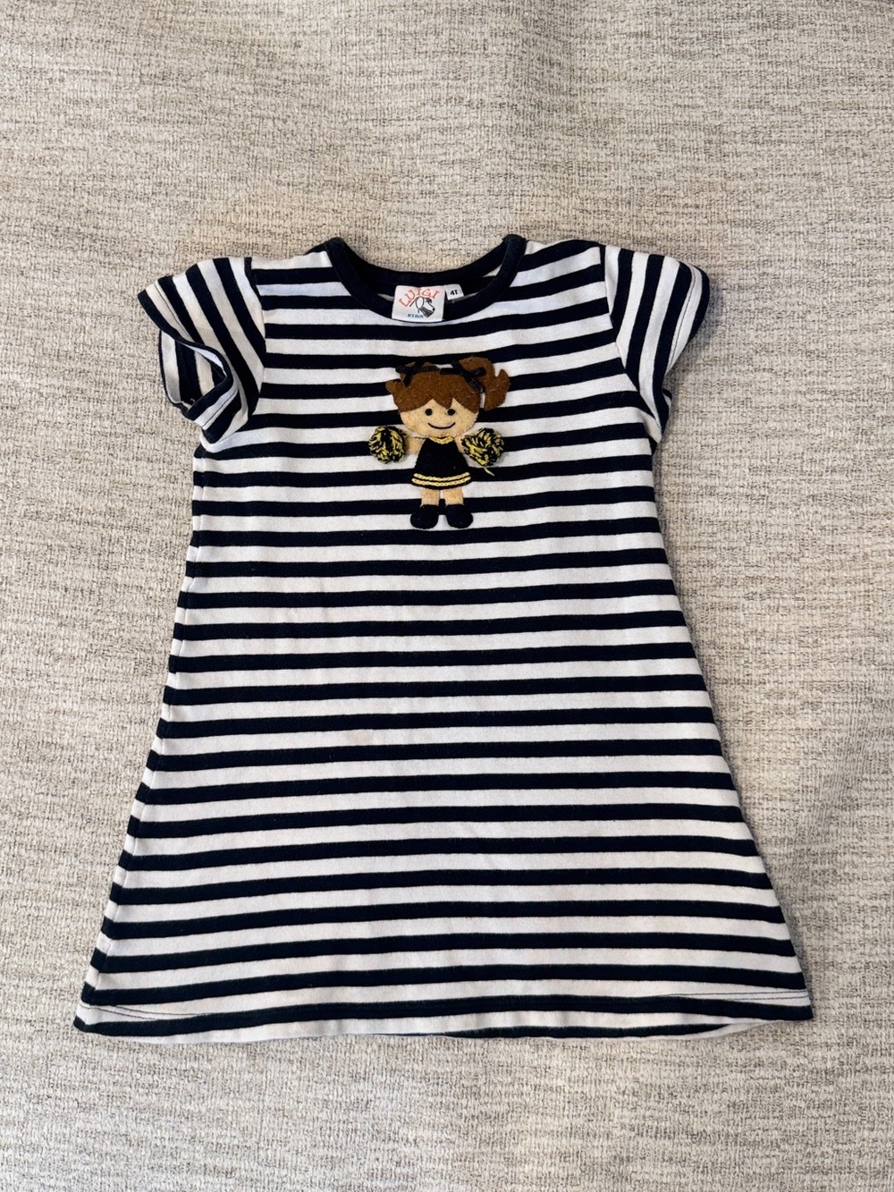 Luigi Kids - Striped Cheerleader Dress 
Black and Yellow / Gold